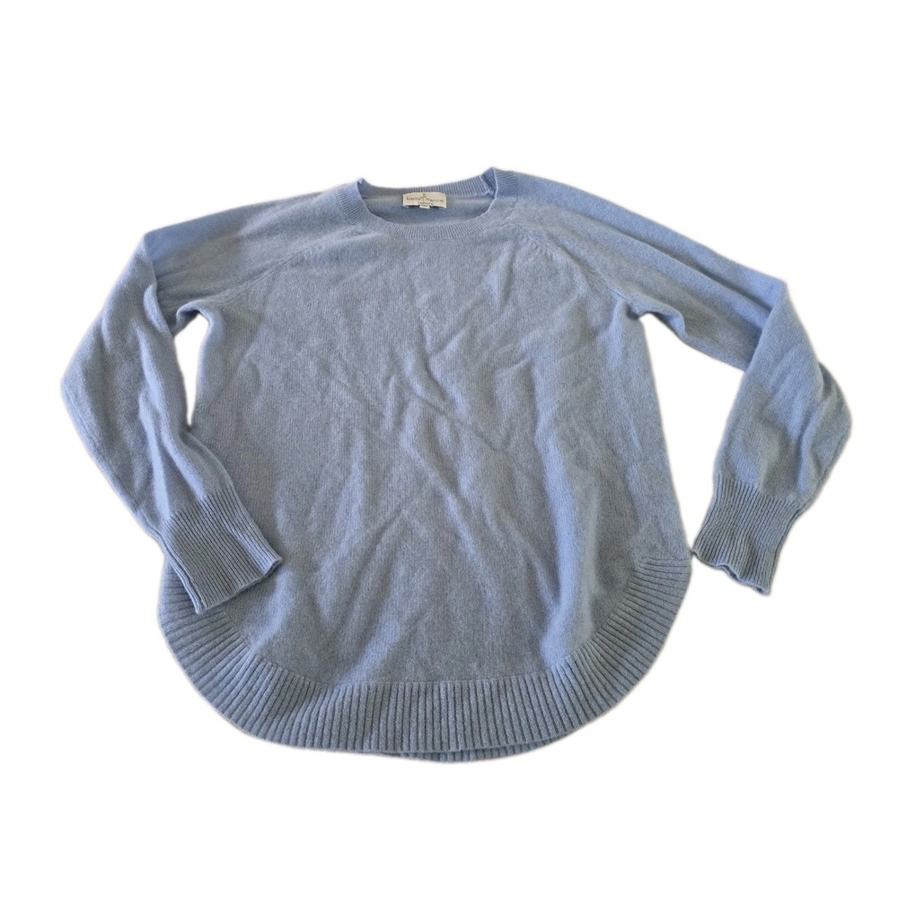 Belle France Womens 100% Cashmere Sweater Size Meduim Solid Blue - Picture 4 of 7